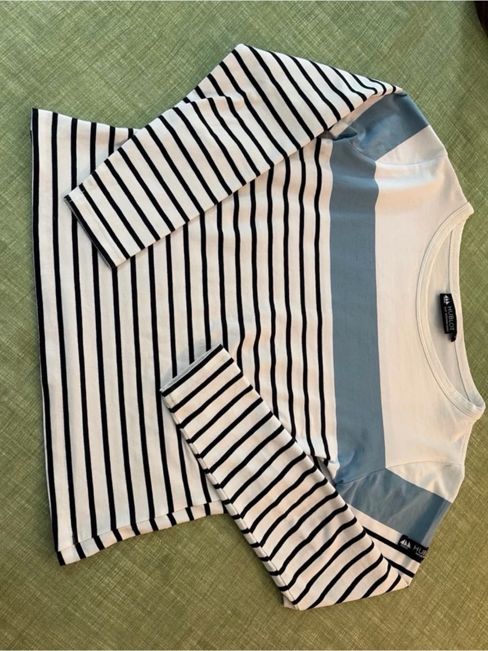 Hublot White, Blue & Light Blue Striped Long-Sleeve Top
